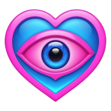 A pink neon heart with a eye in the center sticker