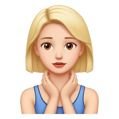 A girl holding her hands by her neck sticker