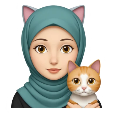 wanita berhijab dan kucing sticker