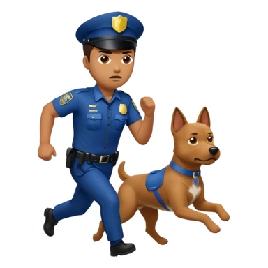 Police with dog is angry and police is running sticker