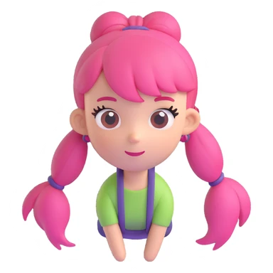 A girl with pink hair tied on both sides sticker