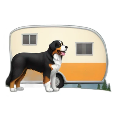 Bernese mountain dog travelling with a camper in Lappland sticker