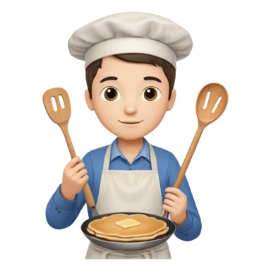 A boy making pancake sticker