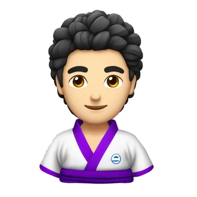 un baiat scurt frezar in kimono bjj cu ochi caprui de 25 ani cu centura albsstra sticker