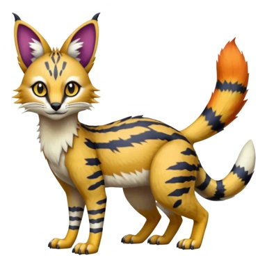 Colorful Bobcat-Sergal-Numbat-Serval-Genet-Pokémon-Digimon-Fakémon-fusion-hybrid-creature sticker