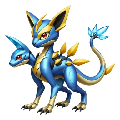 Modern Futuristic Cyber-Meloetta-Greymon-Greninja-Zeraora-Pokémon-Digimon-Fakémon-fusion-hybrid-creature sticker