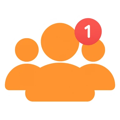 Remove the borders and add a small social detail like a notification icon or social symbol to the follower silhouette, keeping the orange color #fe6601 and transparent background. sticker