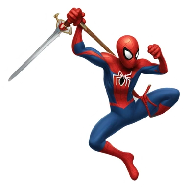 Spider-man with a sword in a slicing pose sticker