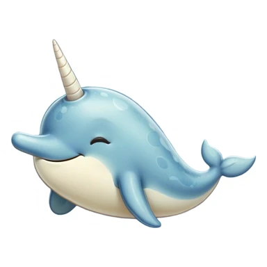 Meme-Worthy Cute Sleeping Narwhal Portrait Emoji, Head resting peacefully with a contented smile, showcasing a streamlined, mottled body with a softly spiraled ivory tusk and eyes gently closed in serene slumber, Simplified yet adorably endearing features, highly detailed, glowing with a soft, drowsy arctic light, high shine, relaxed and utterly lovable, stylized with an air of playful laziness, soft glowing outline, capturing the essence of a sleeping narwhal that feels destined to become the next viral icon of adorable rest! sticker