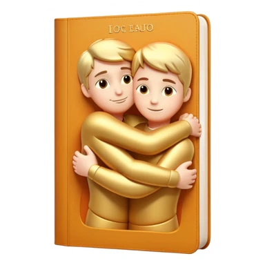Book with arms hugging a person, showing affection sticker