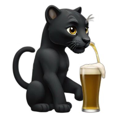 black panter drinking beer sticker