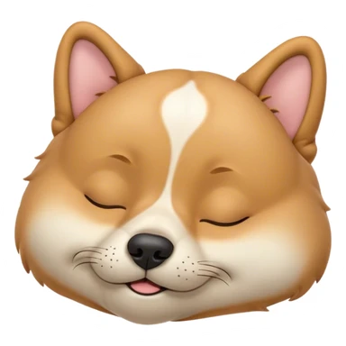 Meme-Worthy Cute Sleeping Domestic Dog Portrait Emoji, Head resting peacefully with a contented smile, showcasing a delightfully cuddly build and a luxuriously soft coat, eyes gently closed in serene, restful slumber, Simplified yet hilariously adorable features, highly detailed, glowing with a soft, drowsy light, high shine, relaxed and utterly lovable, stylized with an air of playful laziness, soft glowing outline, capturing the essence of a sleeping dog that feels destined to become the next viral sensation of adorable rest! sticker