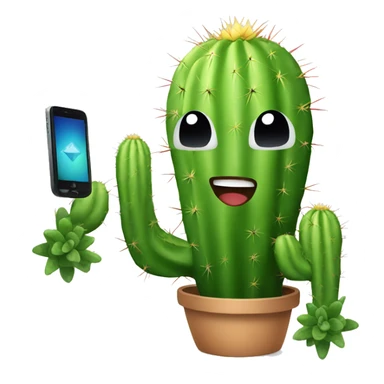 cactus holding phone thats conected to internet  sticker