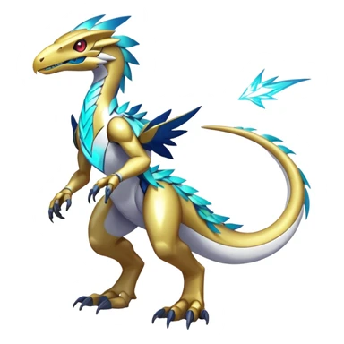 Shiny Futuristic Celestial Magical Ethereal Godly Fakemon-Pokemon-Digimon-Spectrobes-Raptor-fusion, full body sticker