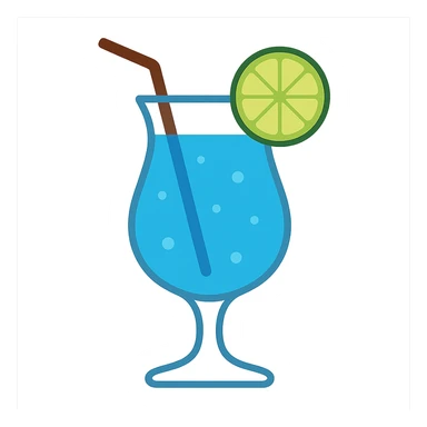 blue curaçao tropical cocktail, flat vector sticker