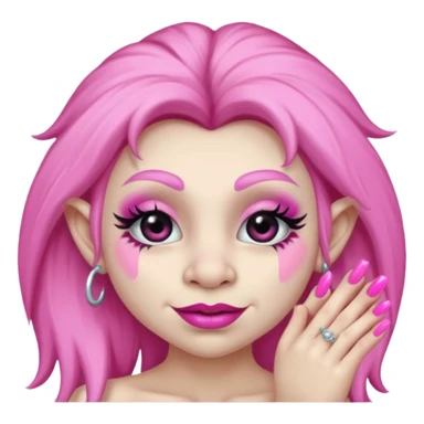 🧌 this but with pink lipstick and pink nails and eyelashes sticker