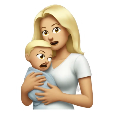blonde Mama with angry baby sticker