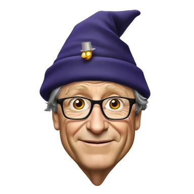 bill gates with a wizard hat sticker