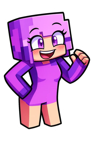 Extract all the person characters from the image, remove the background and any objects, and place each character on a transparent background. Maintain the original Minecraft cartoon style and appearance. sticker