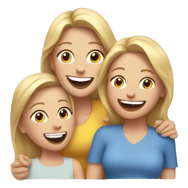Mom with two blonde girls, laughing sticker