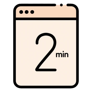 The number 2 with "min" indicator, like on a digital timer display sticker