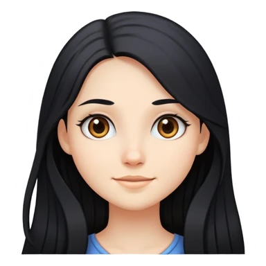 black long hair girl smile sticker