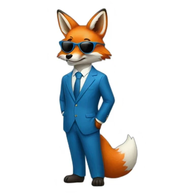 A fox in a blue four piece suit in sunglasses sticker