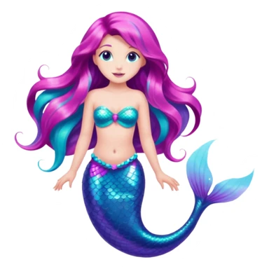 mermaid with a glittering pink, purple, and turquoise tail, inspired by the reference image sticker
