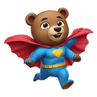 cute superhero bear flying sticker