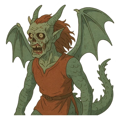 ghibli style human dragon with a zombie face sticker