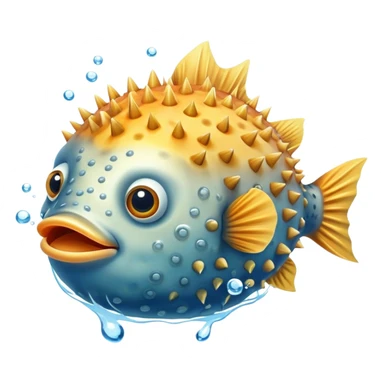 A pufferfish puffs up, turning into a spiky ball as it floats through the water, ready for anything sticker
