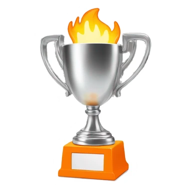 A fire-shaped trophy with a screaming face in orange, yellow and white. sticker