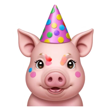 Party Pig – small pig with cone party hat and confetti sticker