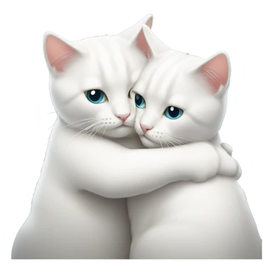 Two white cats hugging each other  sticker
