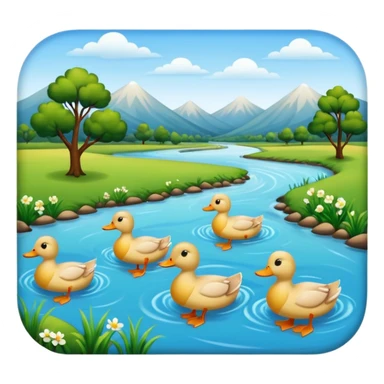 River with ducks without mountains sticker