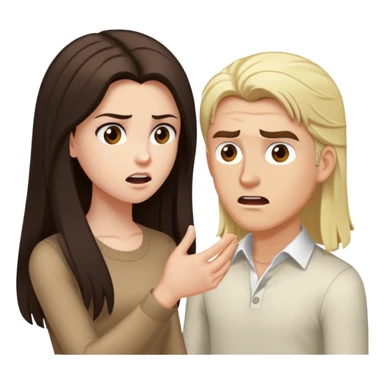 girl with long darke brown hair brown eyes and pale skin arguing with blond man sticker