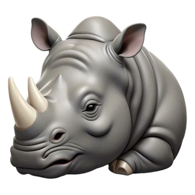 Meme-Worthy Cute Sleeping Rhinoceros Portrait Emoji, Head resting peacefully with a contented smile, showcasing a massive, robust build and a luxuriously soft slate-gray hide, eyes shut in a serene, restful nap, Simplified yet hilariously adorable features, highly detailed, glowing with a soft, drowsy light, high shine, relaxed and utterly lovable, stylized with an air of playful laziness, bright and heartwarming, soft glowing outline, capturing the essence of a comically sleepy rhinoceros, so meme-worthy it feels like it could instantly become the next viral sensation of adorable slumber! sticker
