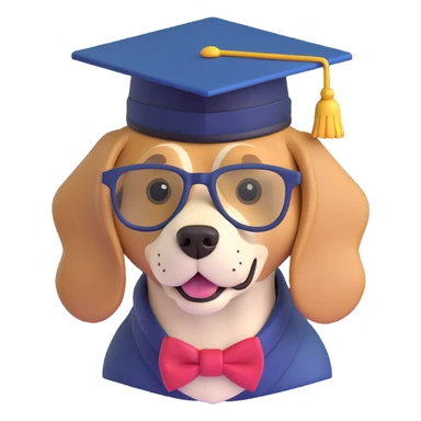 dog in a professor's hat and glasses sticker