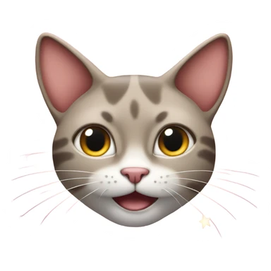 The cat emoji "😺" merged with "🤩" the star eyes sticker