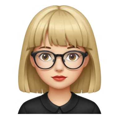 girl with bangs with glasses and accessorised sticker