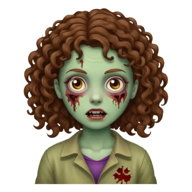 girl zombie with brown hair curly hair sticker