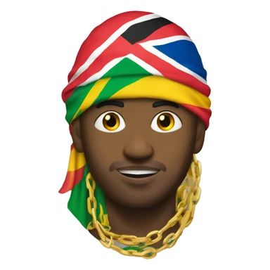  emoji with a durag with all the caribbean flags on it wearing gold chain sticker