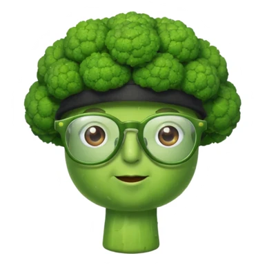 brocoli with glasses and hat sticker