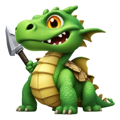 Dragon fighting a turtle with a sword sticker