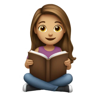 brown-medium-hair-girl-reading-a-book-smile sticker