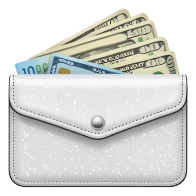 glitter white wallet with money and card sticker
