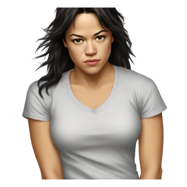 michelle rodriguez serious wearing tee sticker