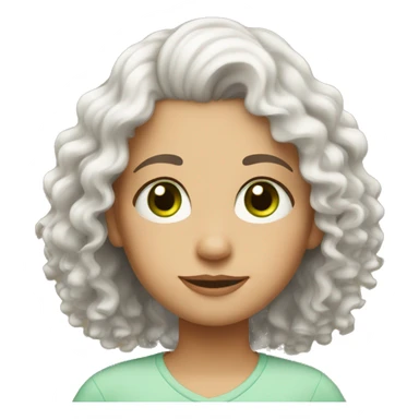 A mother with white curly hair green eyes with her white daughter with brown eyes and curly hair sticker