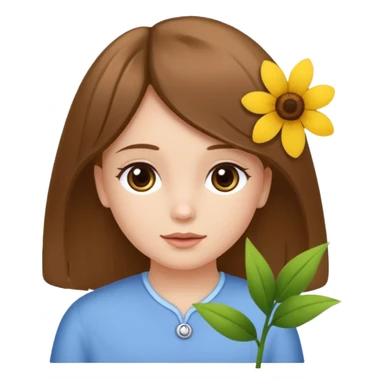 Ein braunhaariges Mädchen (glatte Haare ) mit einen Blume hinter dem ohr lange haare zur Seite kuckend Blume hinter dem rechten Ohr so das man es sieht zur Seite schauen soll das Mädchen also sieht man das Mädchen von der rechten Seite  sticker