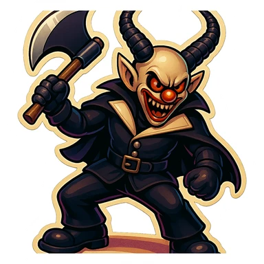 Render the subject in retro sticker style with no border and transparent background, in a crouched pose, ready to attack. sticker